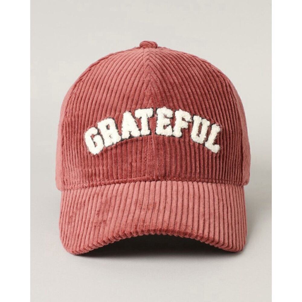 Y2K Grateful Hat Embroidered Snap Back Cap Corduroy Unisex Red OSFM Adjustable